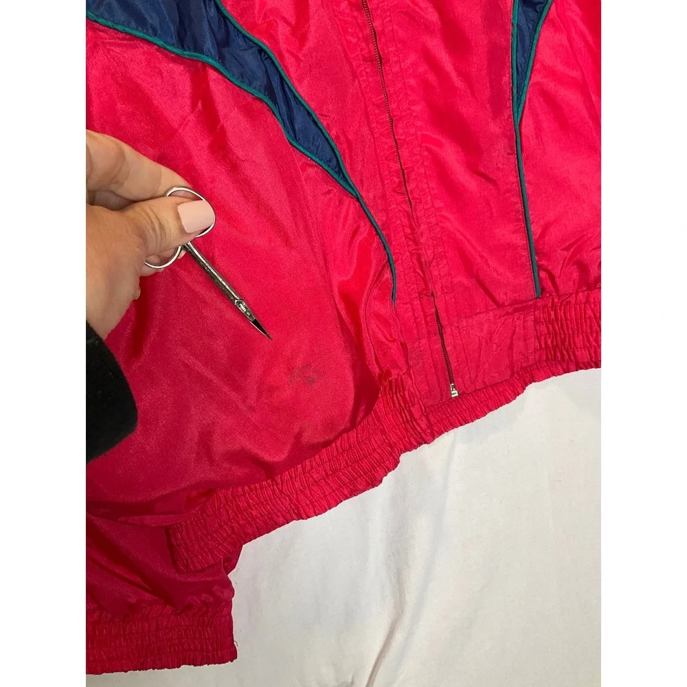 Metro Active Vintage Colorful 80s 90s Ski Windbreaker Track Jacket Pockets Apres
